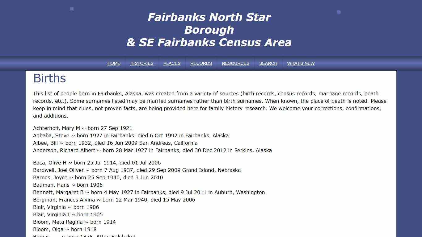 Births - Fairbanks AKGenWeb