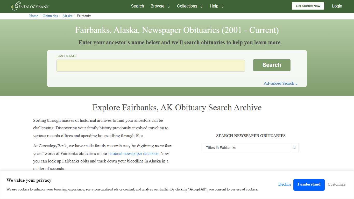 Fairbanks, Alaska Obituary Archive Search GenealogyBank